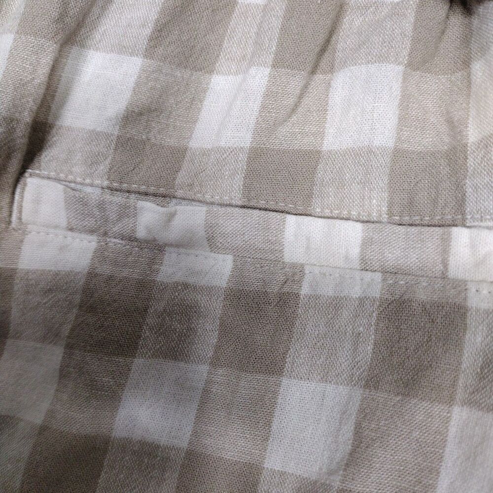 Plaid High Rise Linen Short Summer Vacay Size XL Elastic Waist Zipper Pockets - Picture 9 of 12